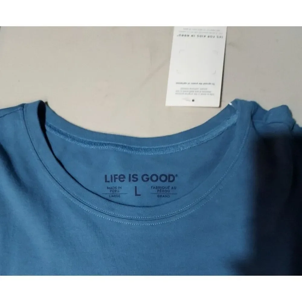Life Is Good Football Turkey Nap Repeat Thanksgiving T‎ Shirt Mens L Blue NWT